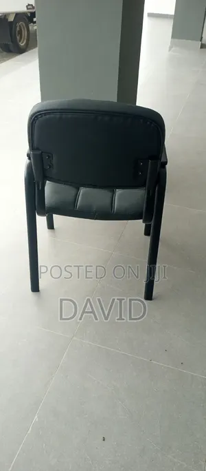 Black Leather Visitor/Waiting Room Office Chair. With Metal Frame