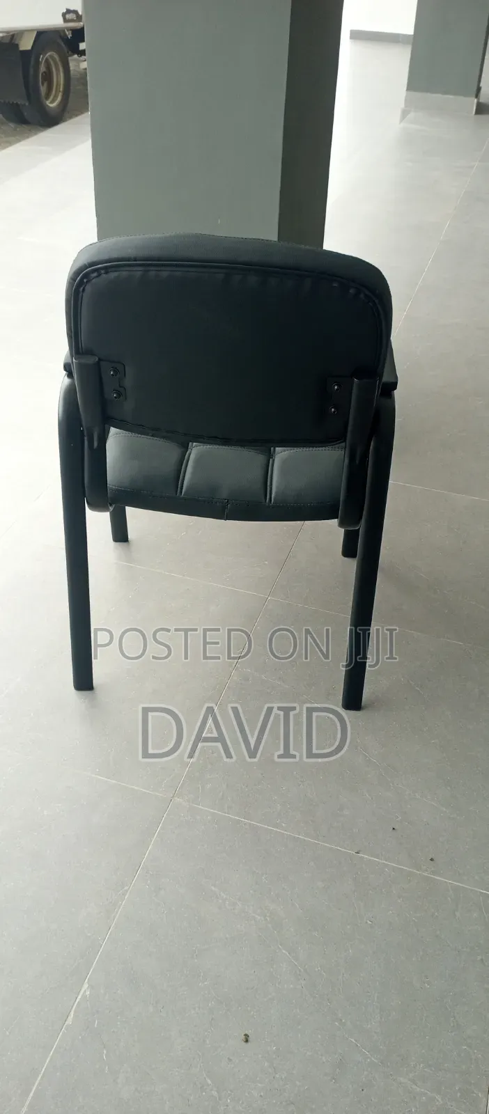 Black Leather Visitor/Waiting Room Office Chair. With Metal Frame