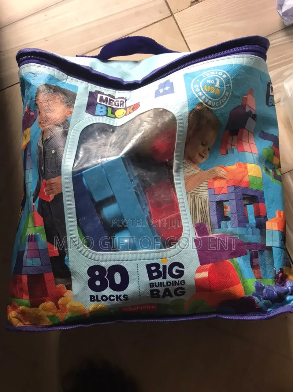 MEGA BLOKS First Builders Big Building Bag Toddler Blocks Toy Blue
