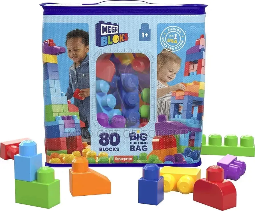 MEGA BLOKS First Builders Big Building Bag Toddler Blocks Toy Blue