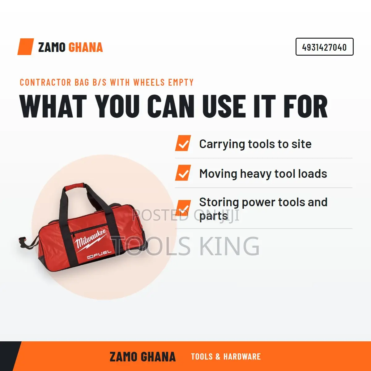 Contractor Bag B/S With Wheels Empty - 