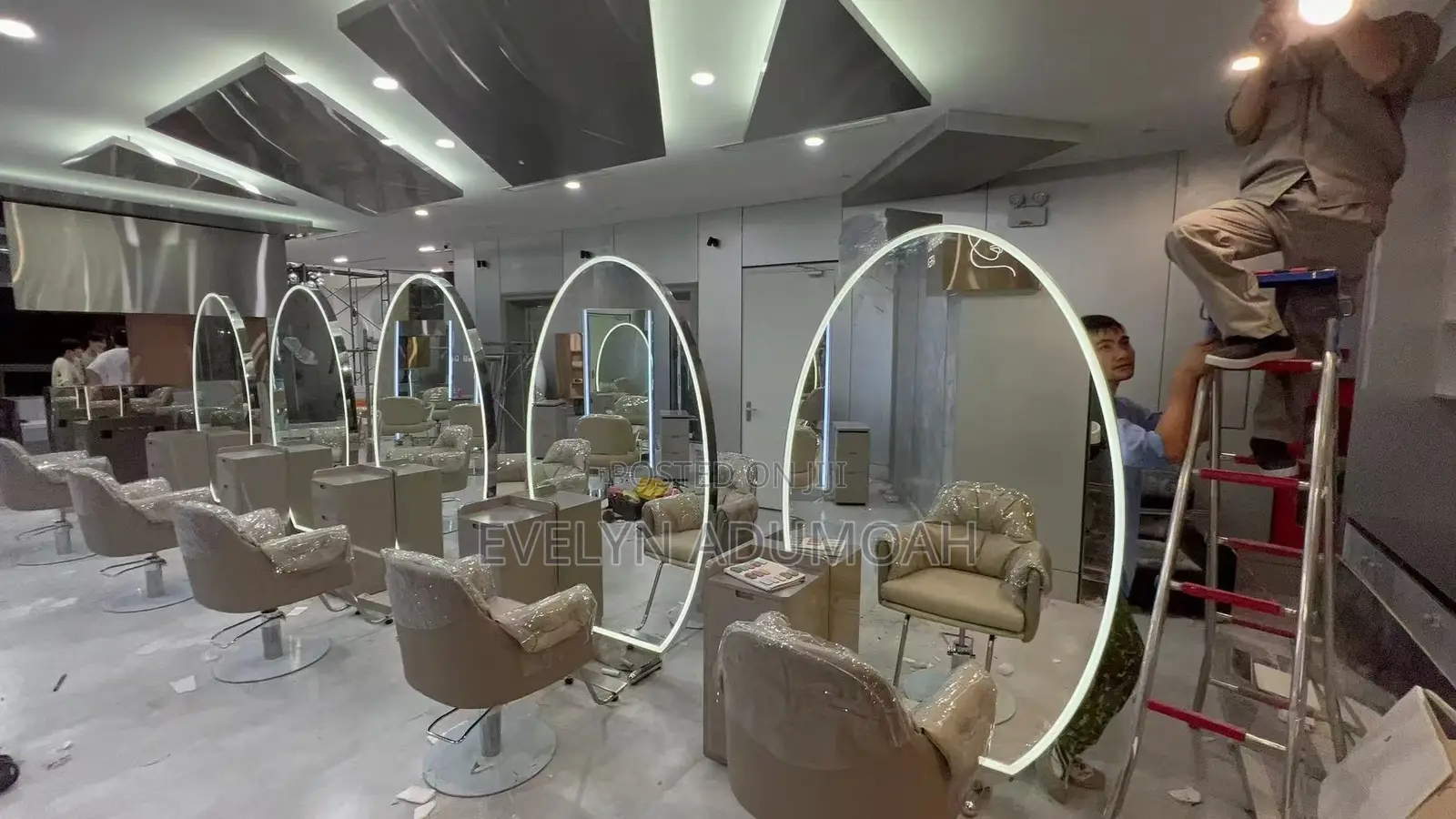 Luxury Double-Sided LED Salon Mirror With Matching Cabinets/Trolleys