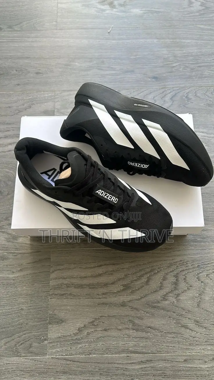 Black and White Adizero Running Shoes
