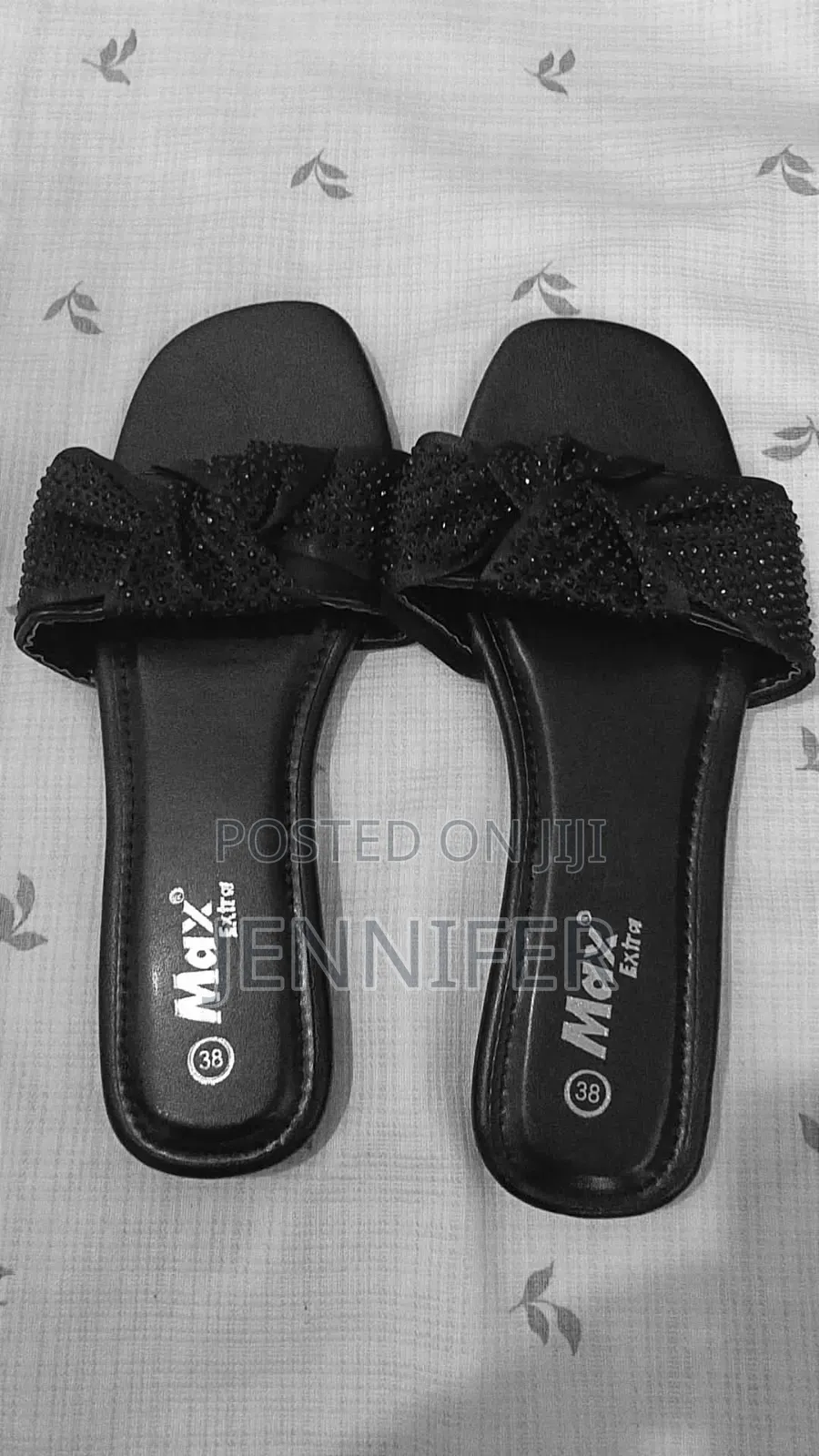 *Max Extra Ladies Pretty Bow Flat Slides - Classy Pearl CC Design -
