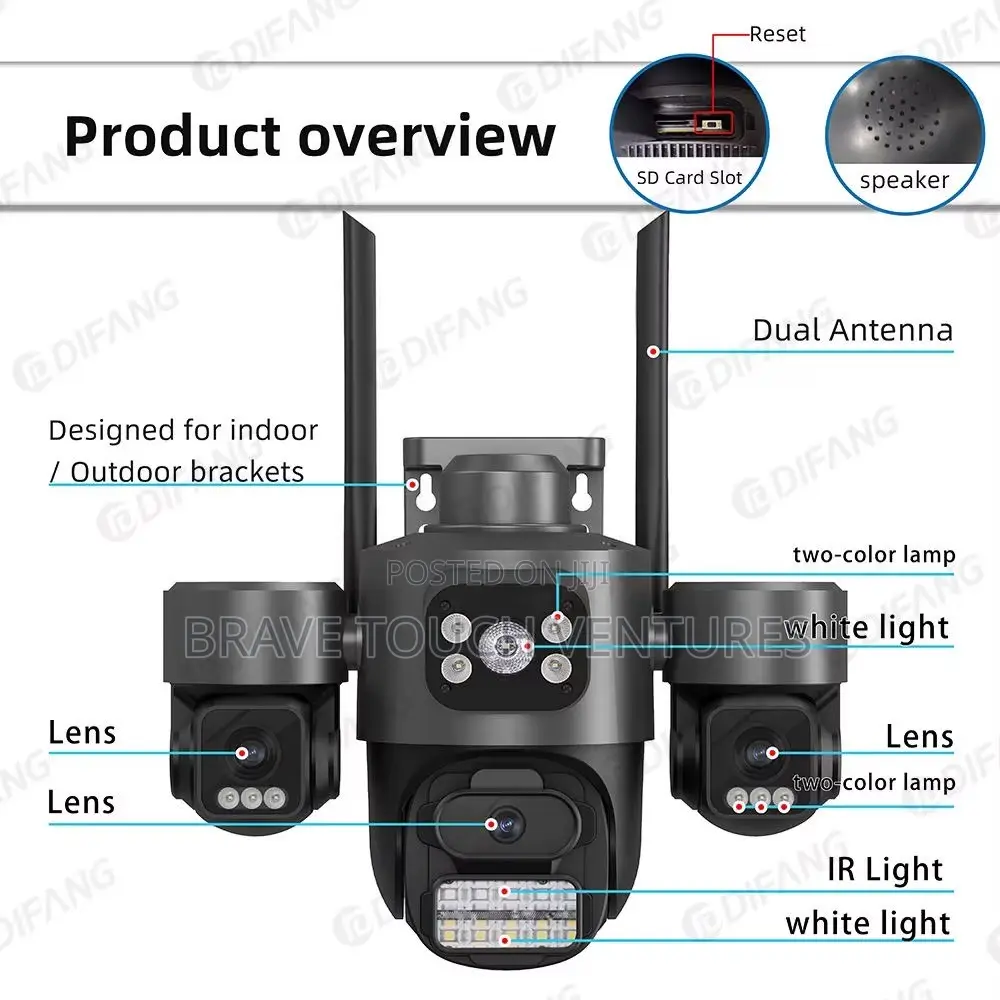 3 Lens Wifi CCTV Security PTZ Camera 15MP