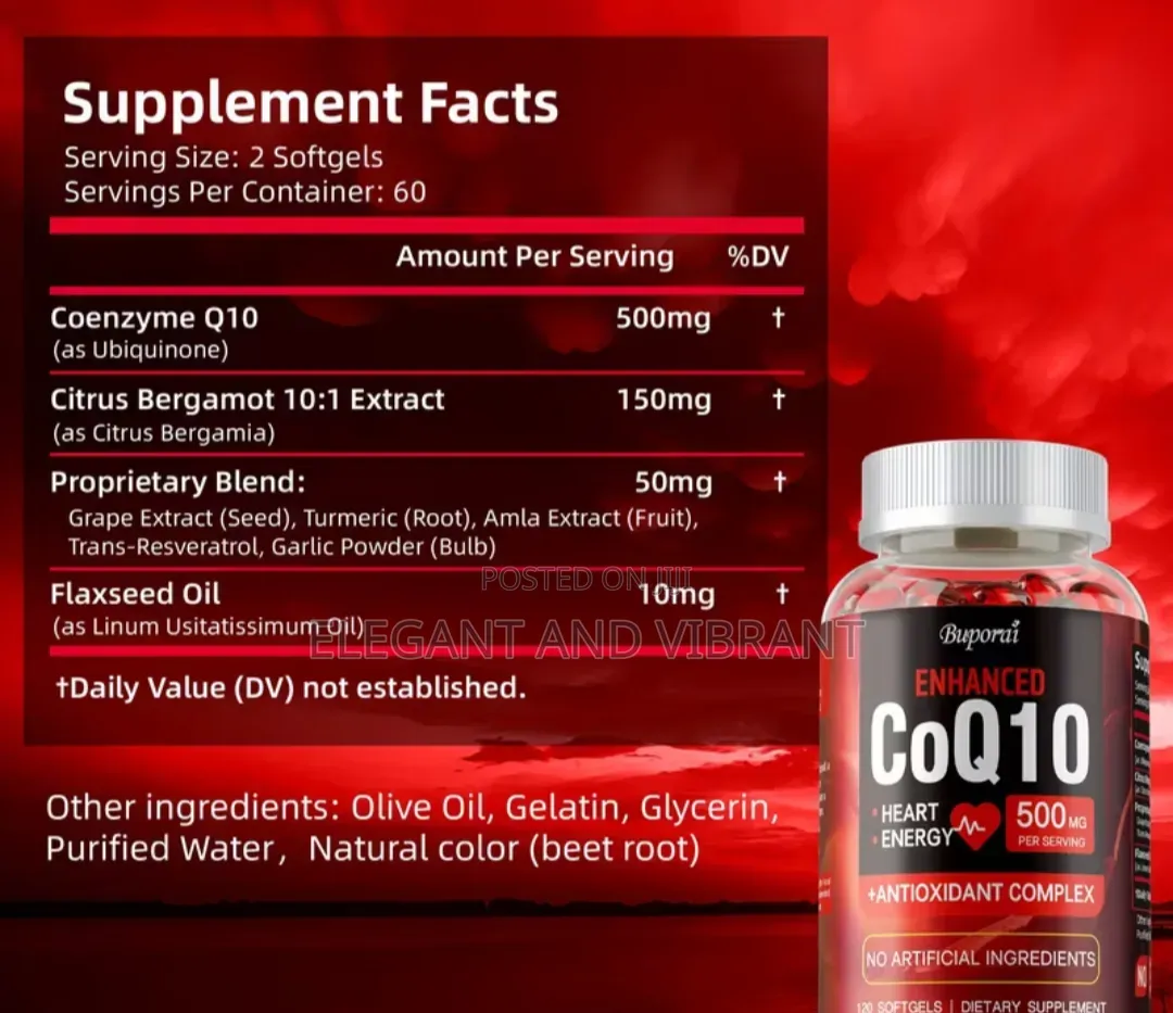 CoQ10 500mg-Supports Heart Health, Energy Antioxidant Sup 120pcs