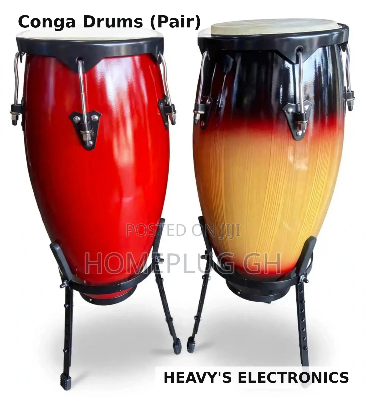 Conga Drums (Pair) – Red Sunburst