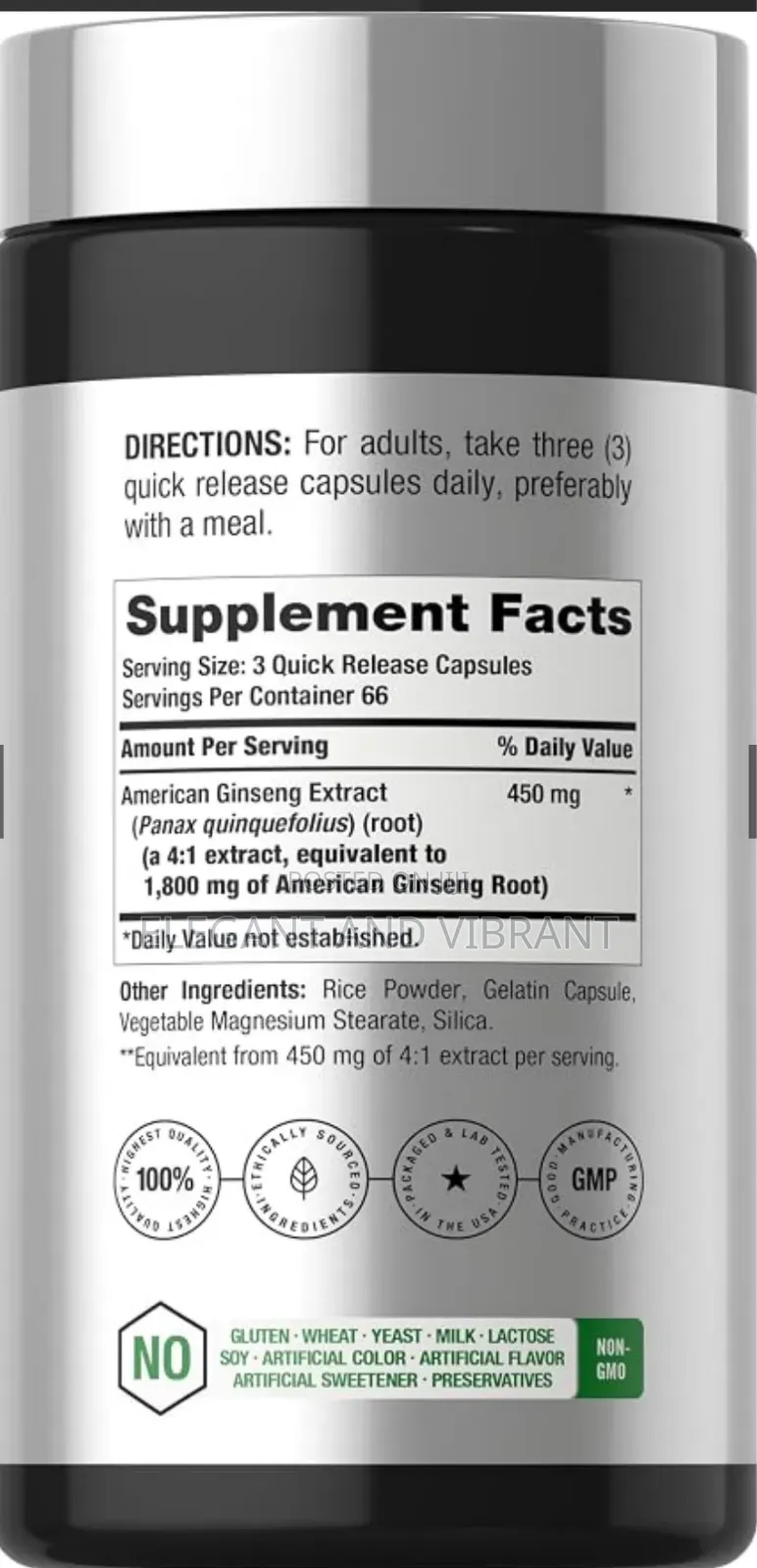American Ginseng Capsules, 1800mg 200 Capsules