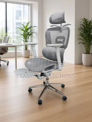 Full-Mesh Office Chair- Adjustable Headrest & Retractable Footrest