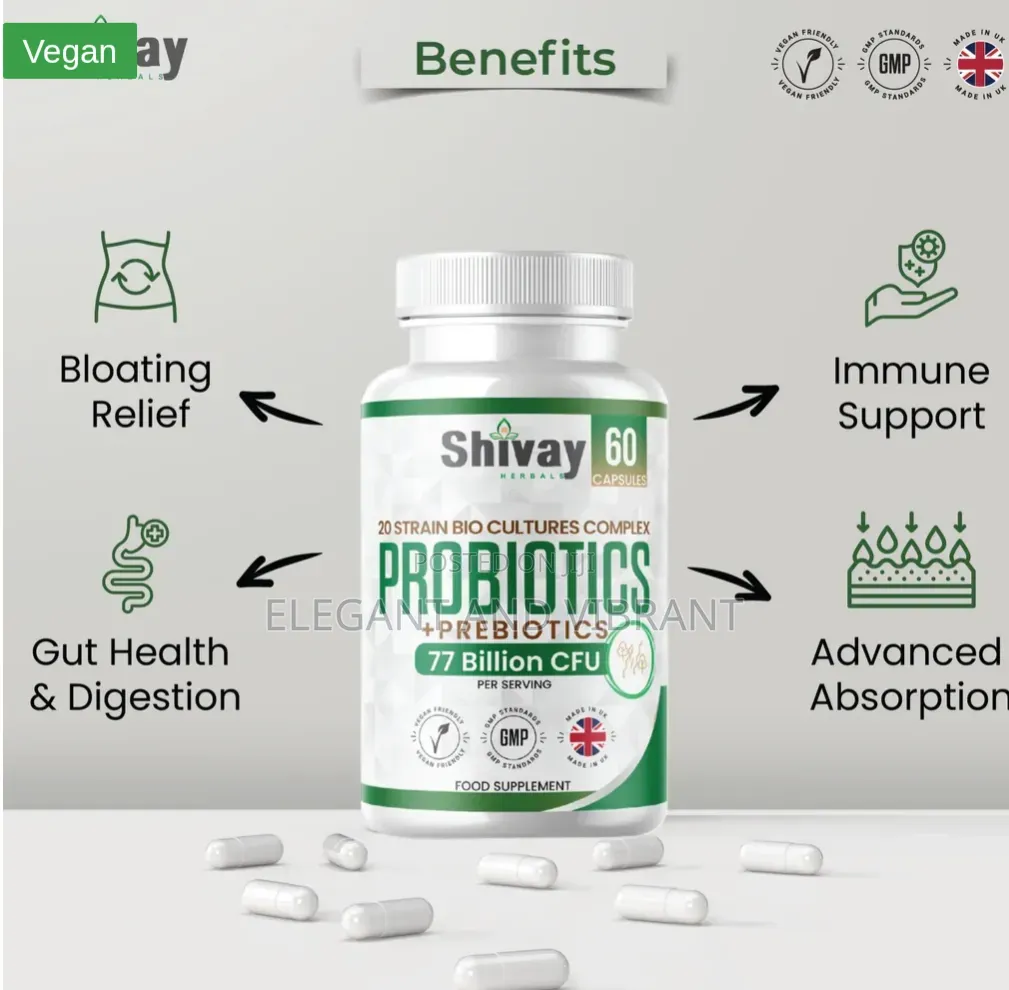 Probiotic & Prebiotic Complex - 77 Billion CFU- 20 Live Strains-60Caps