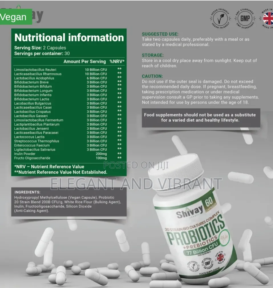 Probiotic & Prebiotic Complex - 77 Billion CFU- 20 Live Strains-60Caps