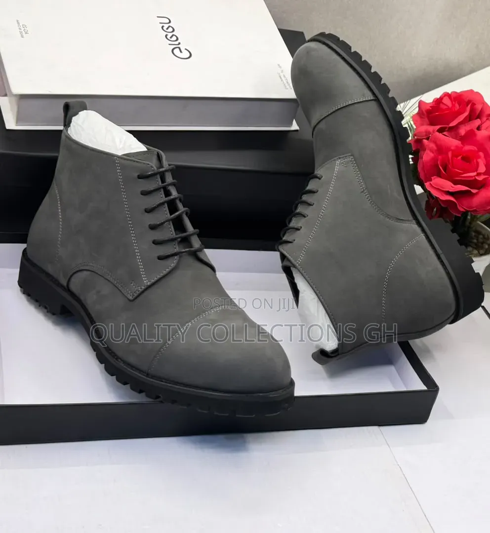 Grey Matte Leather Boots