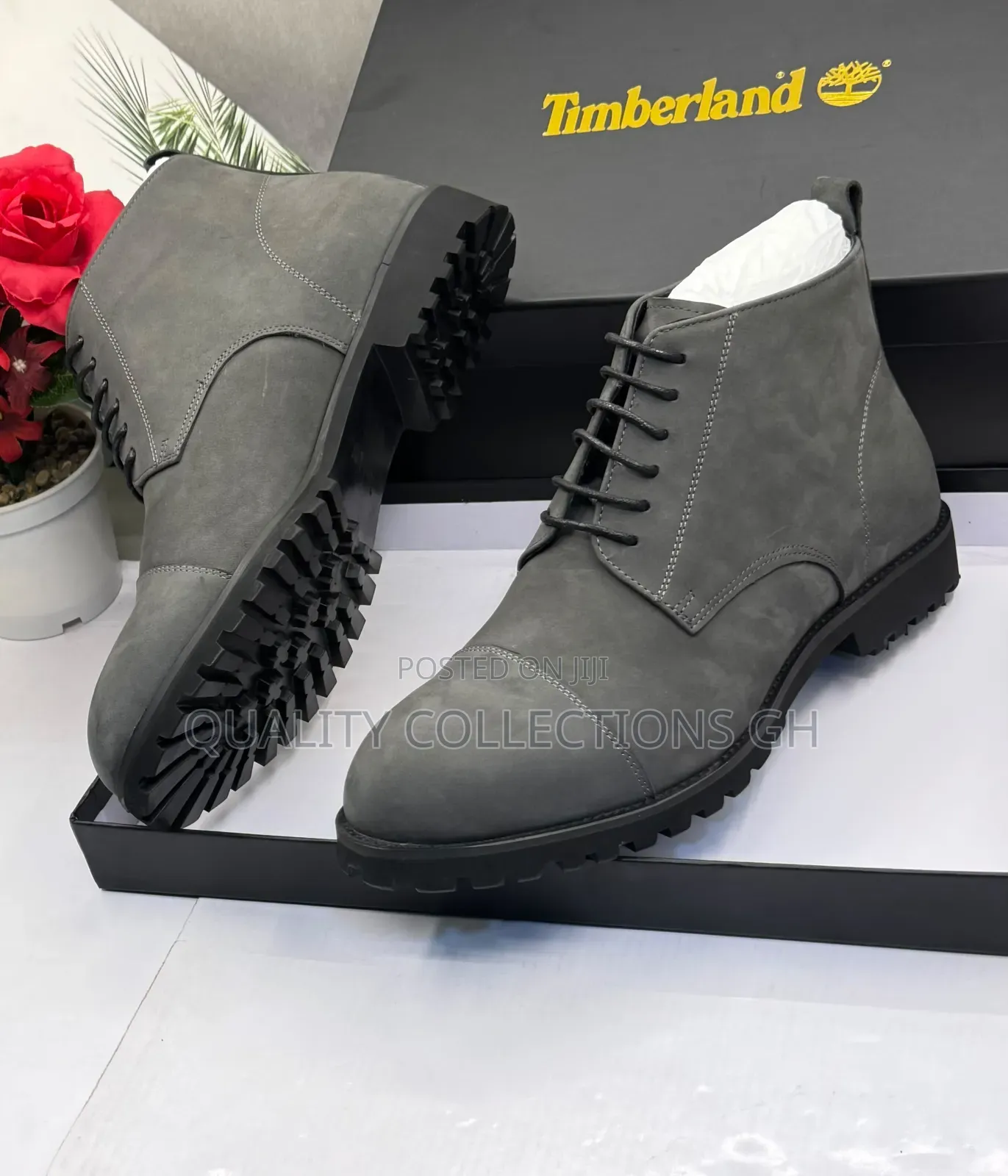 Grey Matte Leather Boots