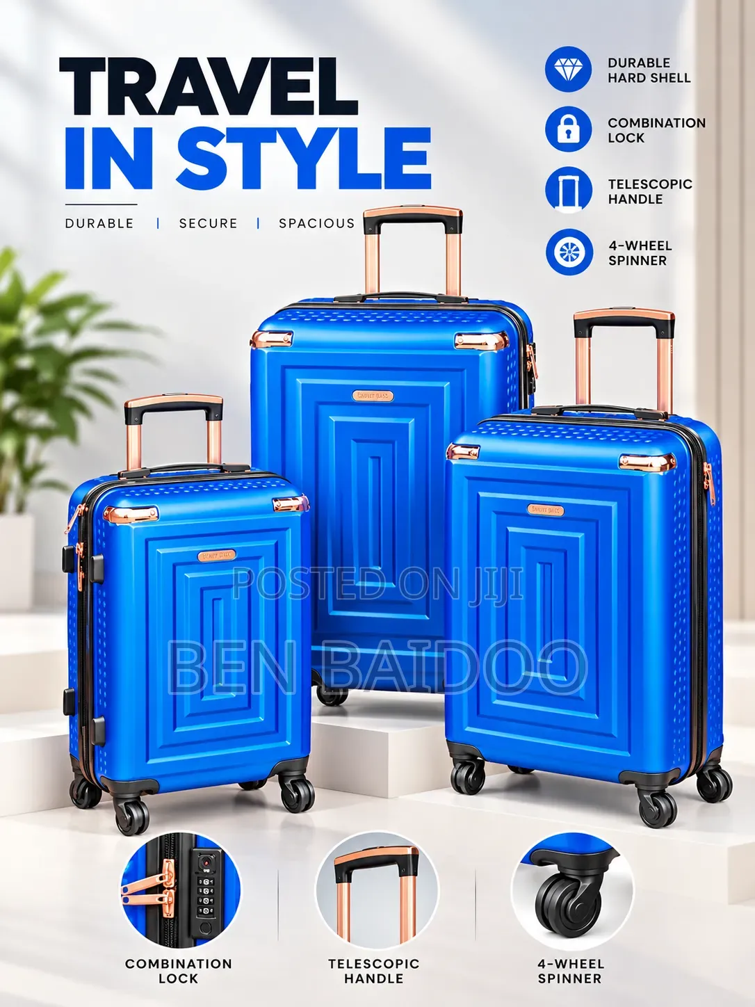 Elegant Plastic Travelling Luggage 3in1 (Modern Designs)
