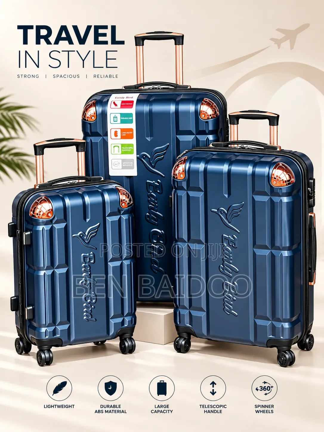 Elegant Plastic Travelling Luggage 3in1 (Modern Designs)