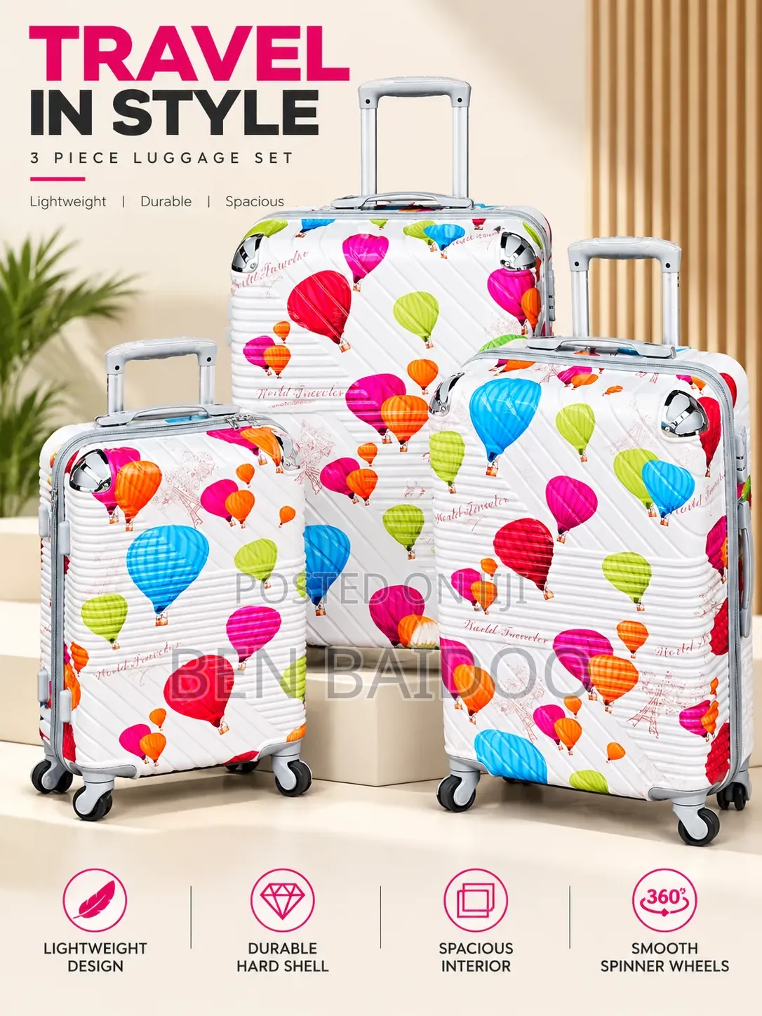 Elegant Plastic Travelling Luggage 3in1 (Modern Designs)