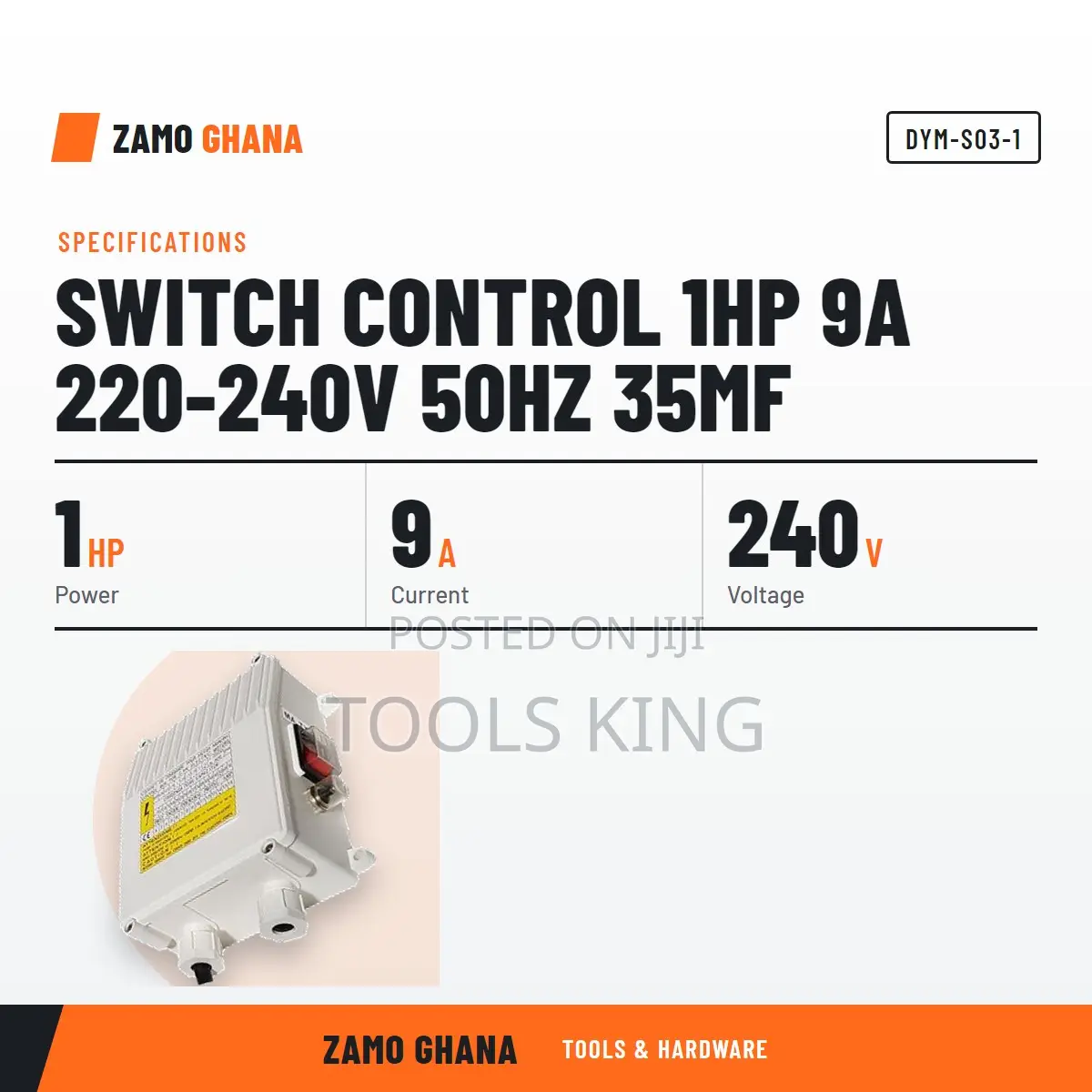 Switch Control 1Hp 9A 220-240v 50Hz 35Mf - DYM-S03-1