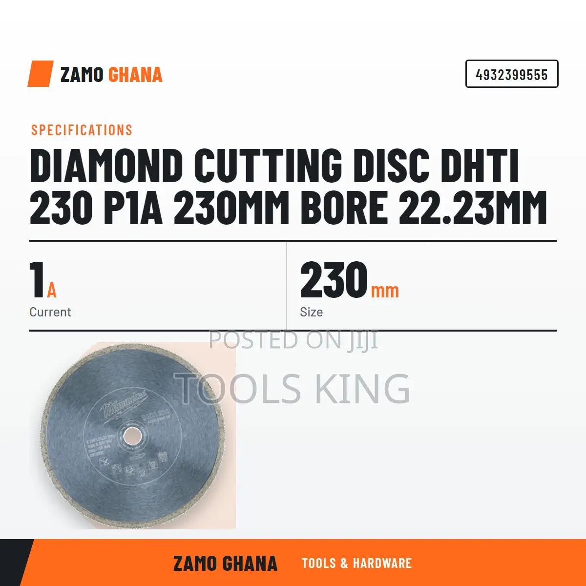Diamond Cutting Disc Dhti 230 P1A 230Mm Bore 22.23Mm - 