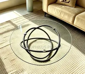 Glass Center Table With Black Ring Base