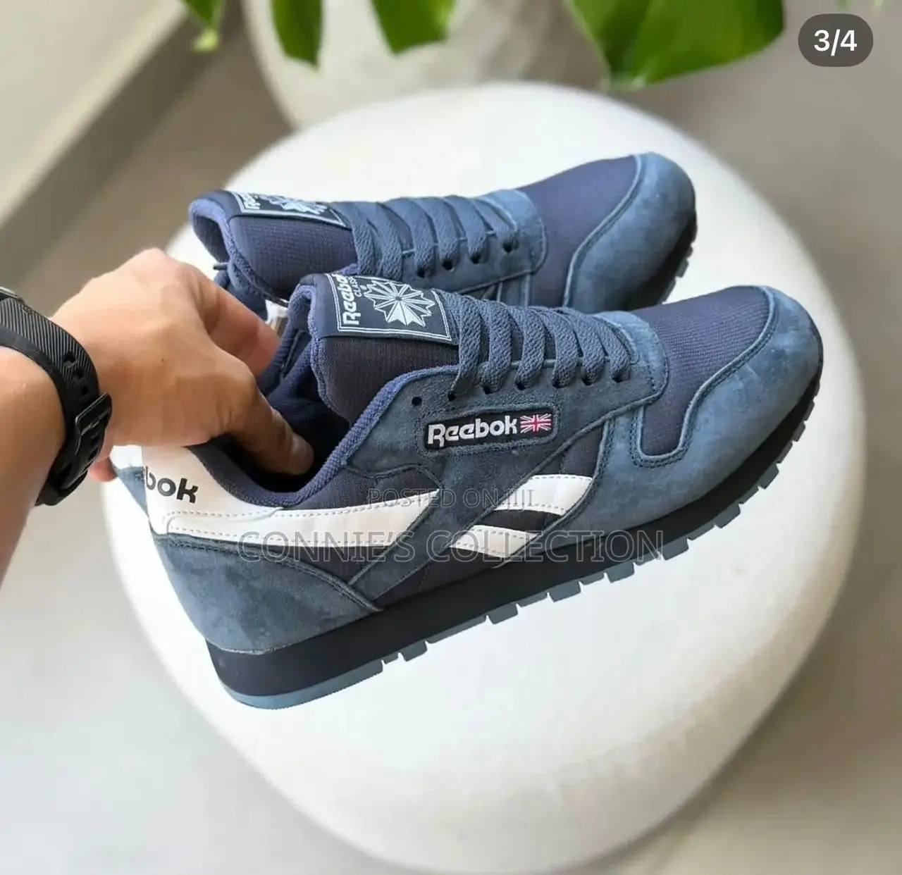 Reebok Classic Leather Navy and Blue Suede Colorway.