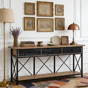 Console Table Sofa With Storage Drawers Black