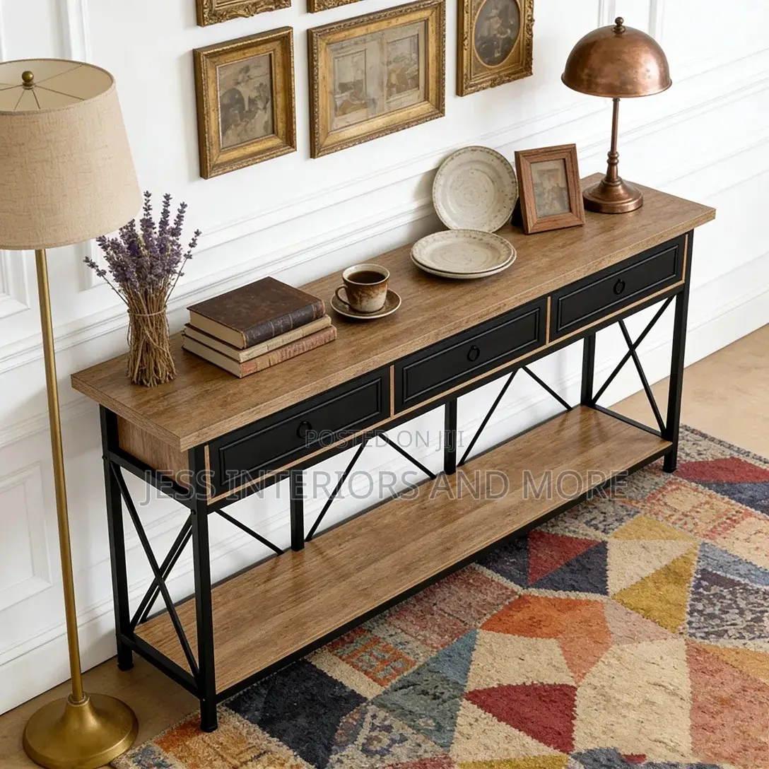 Console Table Sofa With Storage Drawers Black
