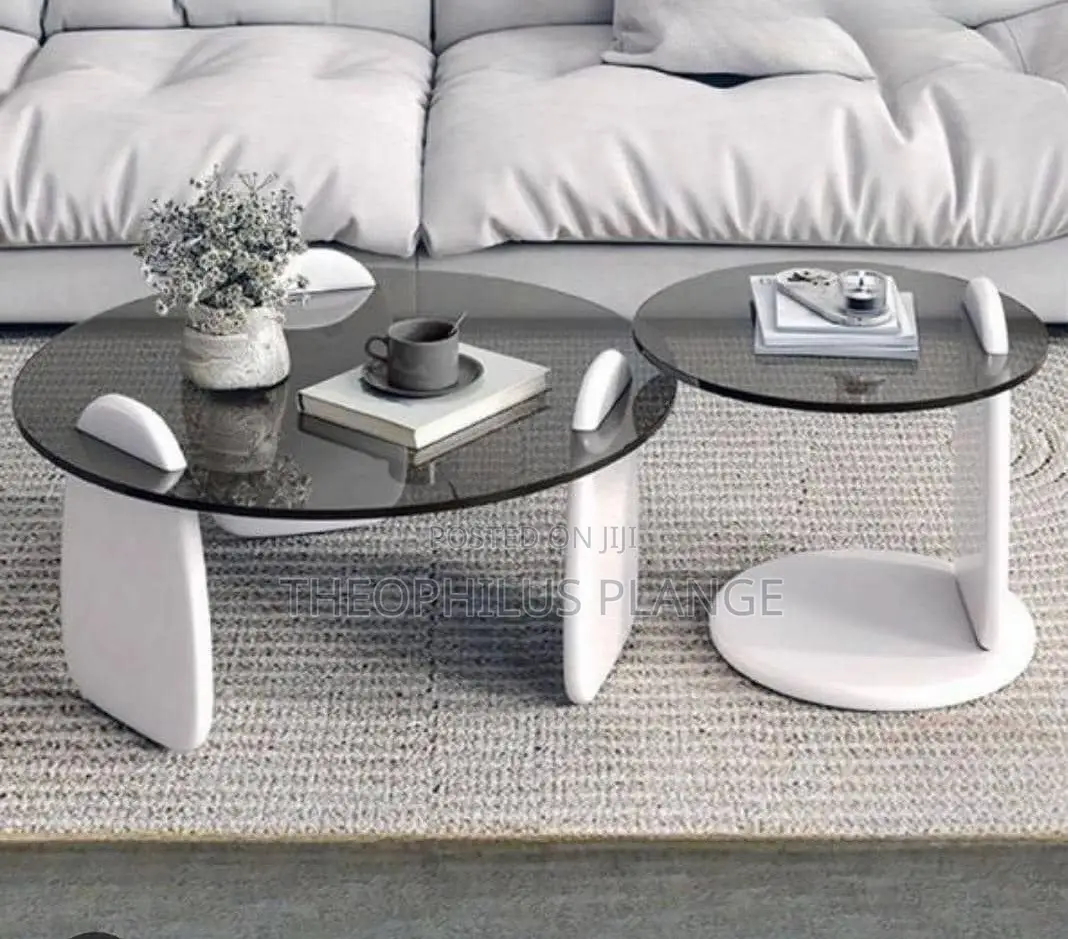 2 Piece Modern Nesting Glass Table / Side Table