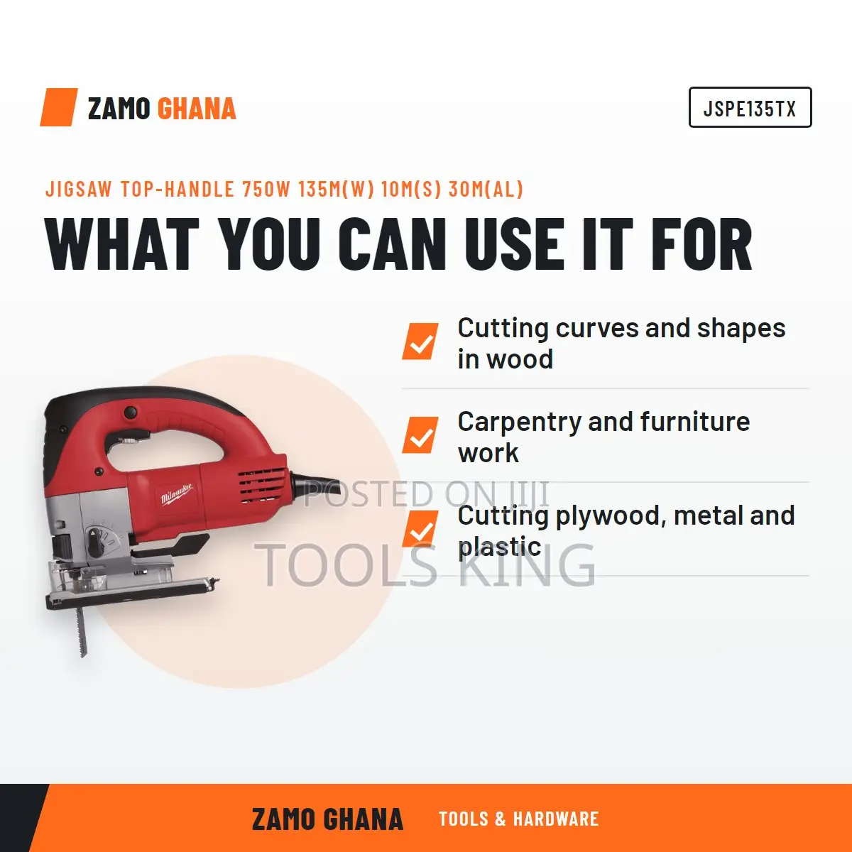 Jigsaw Top-Handle 750W 135M(W) 10M(S) 30M(Al) - JSPE135TX