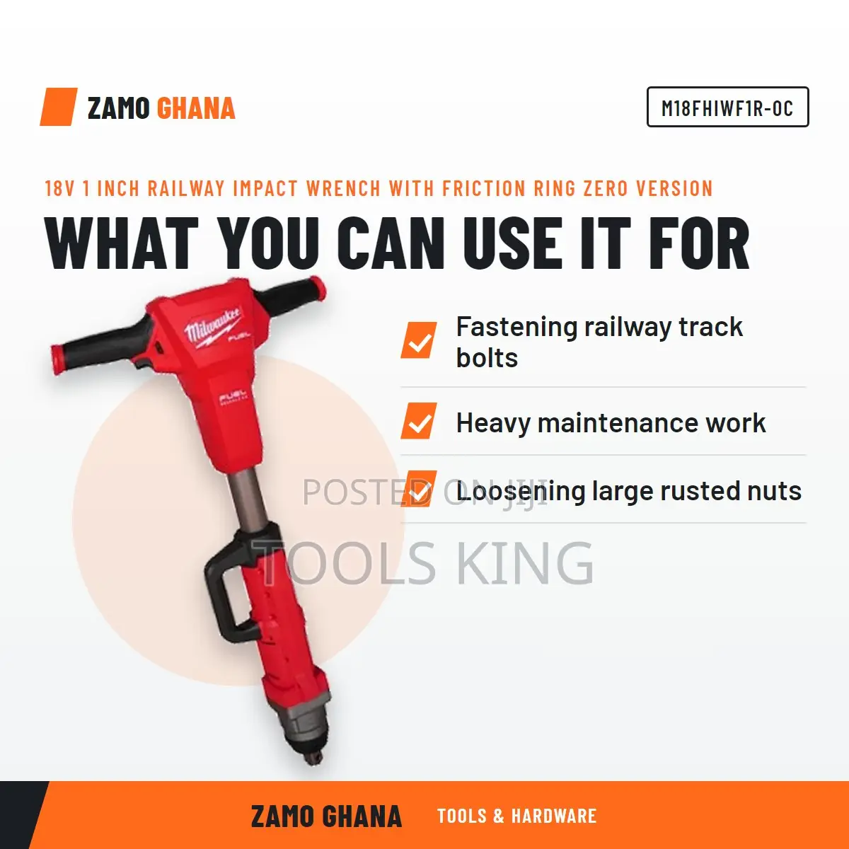 18V 1 Inch Railway Impact Wrench With Friction Ring Ze - M18fhiwf1r-0c