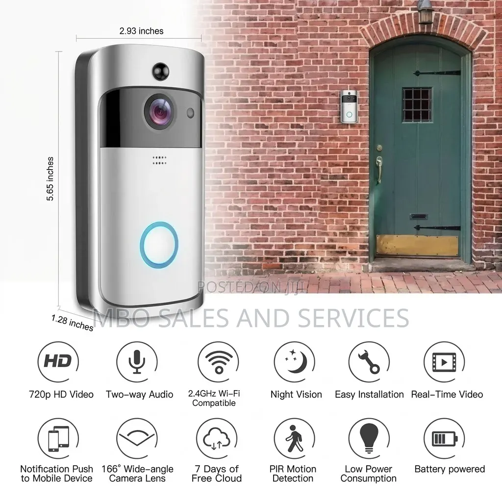 WiFi Smart Wireless Security Doorbell Camera – 166° Ultra-Wide Angle