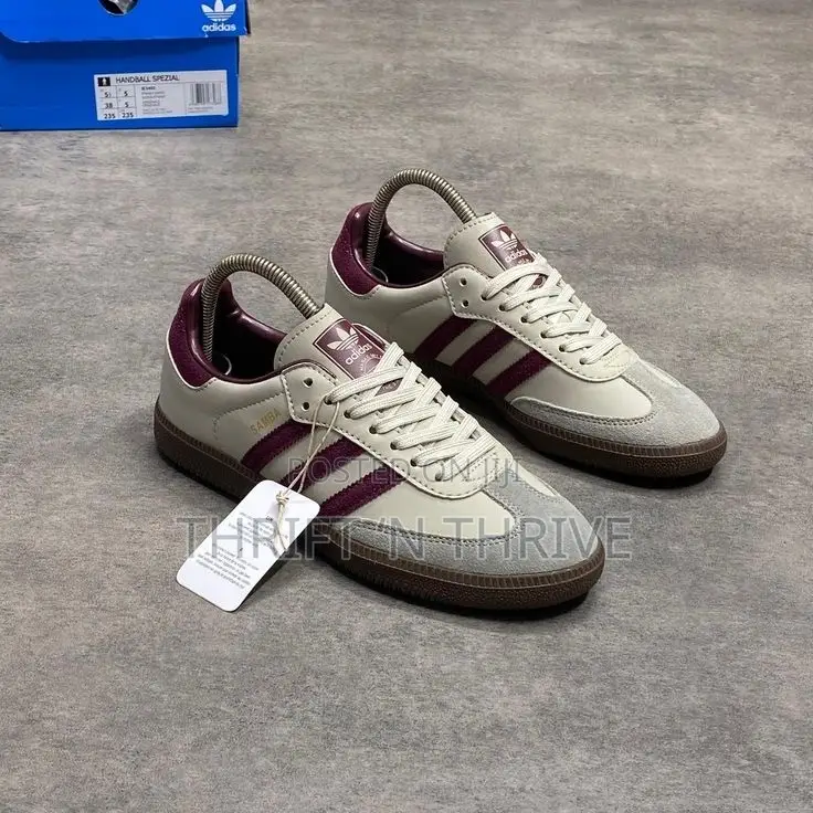 Adidas Samba OG Putty Grey Maroon Low-Top Sneakers