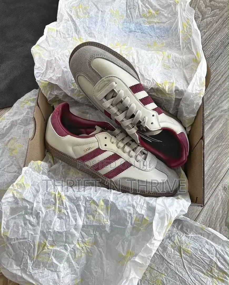 Adidas Samba OG Putty Grey Maroon Low-Top Sneakers