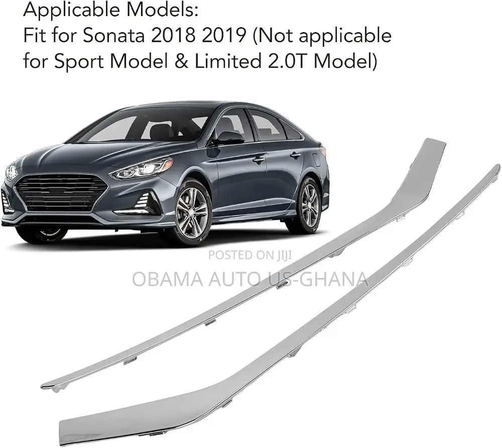 Hyundai Sonata 2018 2019 Front Bumper Chrome Shining Trim Fog Moulding