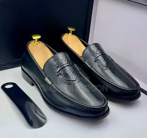 Quality Billionaire Men's Black Durable Leather Penny Loafer Shoes