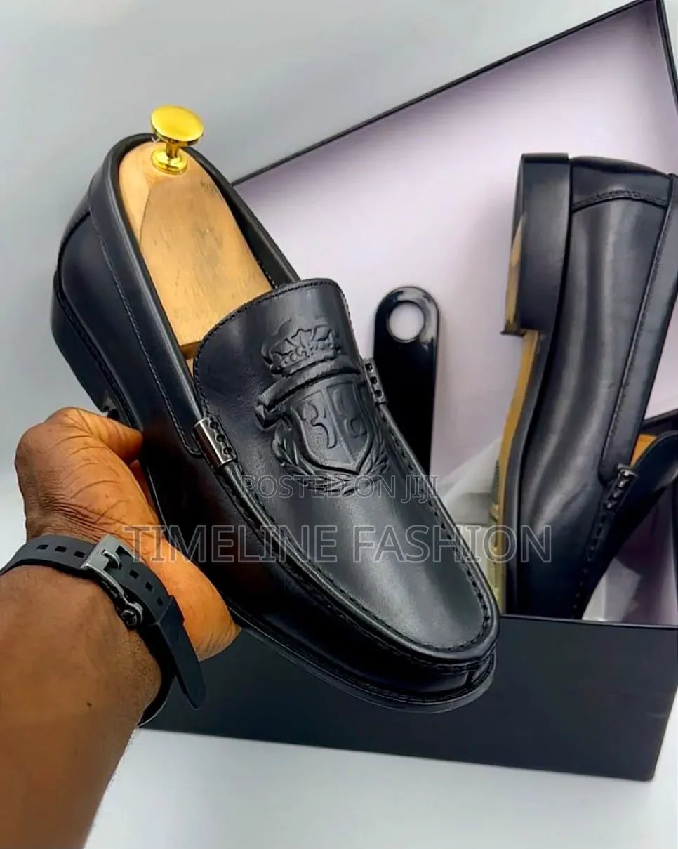Quality Billionaire Men's Black Durable Leather Penny Loafer Shoes