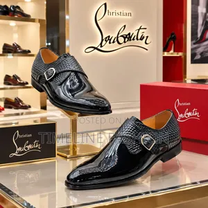 Christian Louboutin Executive Men's Durable Mirror Leather Shoes