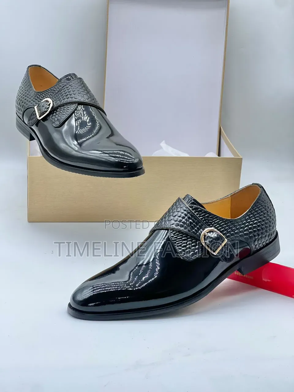 Christian Louboutin Executive Men's Durable Mirror Leather Shoes