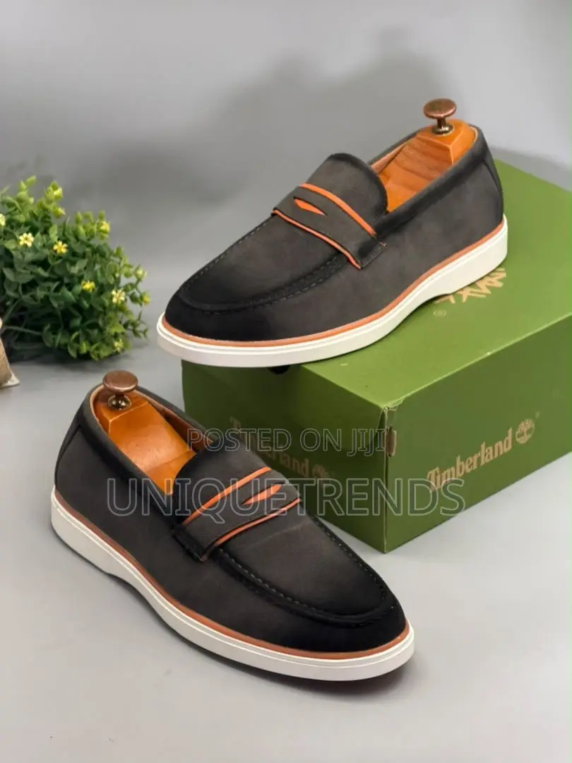 Premium Men's TIMBERLAND Suede Slip-on Loafers - Gray