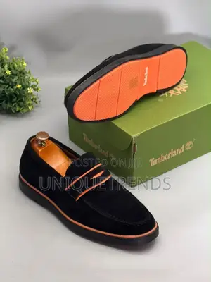 Classy TIMBERLAND Men's Loafers (Black/Orange) – Original Quality