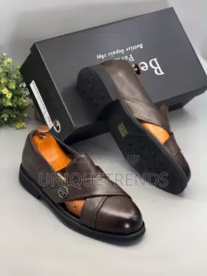 Luxury Executive BERLUTI Leather Sandals- Coffee