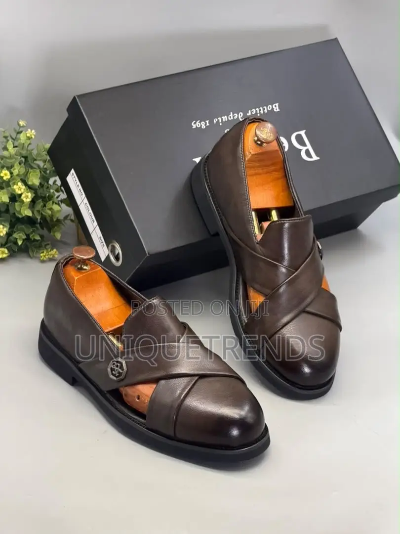 Luxury Executive BERLUTI Leather Sandals- Coffee