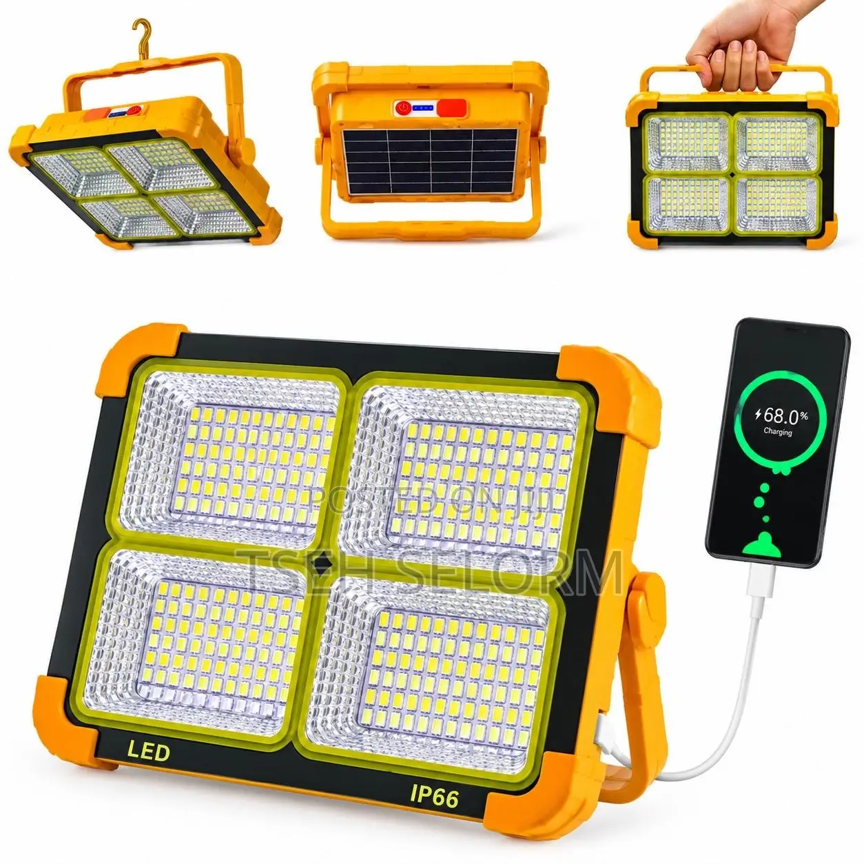 Solar-Powered LED Light With Mobile Phone Charging and Power Bank