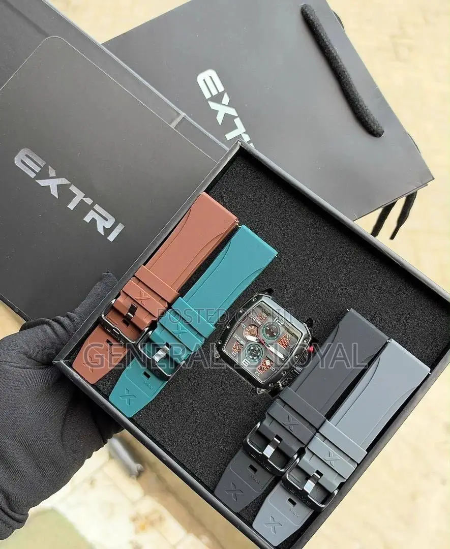 Extri Swiss Made Analog Chronograph 4 Silicon Straps Full Package