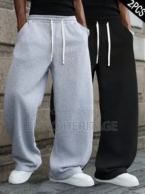 2 in 1 Unisex Baggy Sweatpants Leg Streetwear Joggers Grey & Black