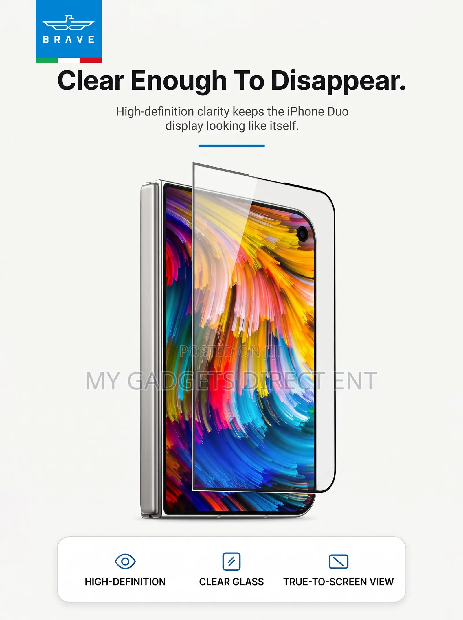 BRAVE Guard 9H Tempered Glass Screen Protector for iPhone Duo – Clear