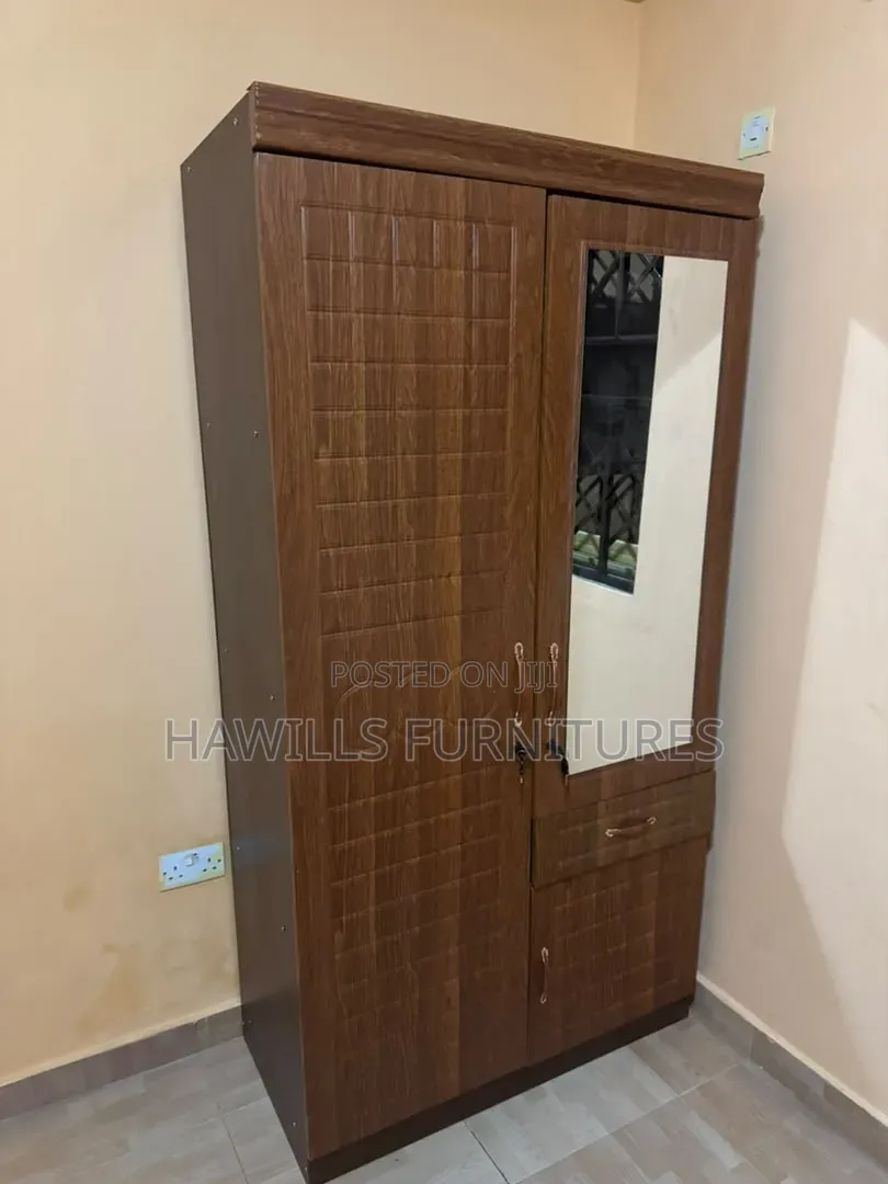 2-Doors Wooden Brown Wardrobe