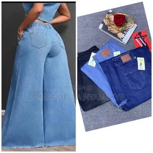 High-Waisted Wide Leg Denim Jeans