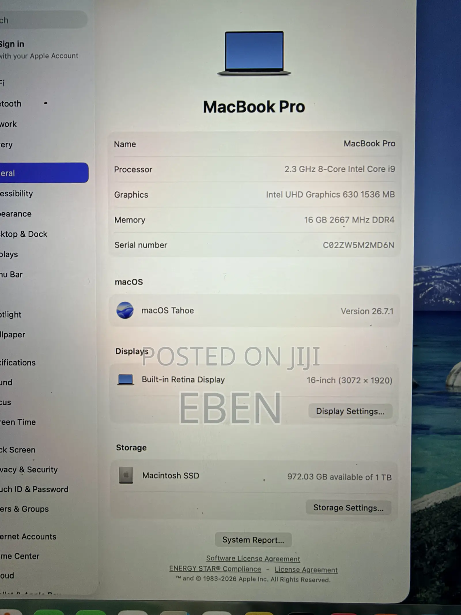 Laptop Apple MacBook Pro 2019 16GB Intel Core i9 SSD 1T