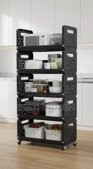 5-Tier Multi-Purpose Mobile Storage Rack With Rolling Wheels