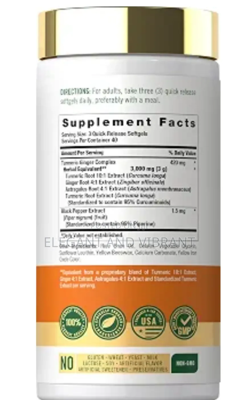 Turmeric and Ginger Complex 3000mg 120 Capsules